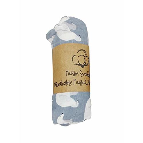 1 Pc Polar Bear Print Baby Swaddle Blanket Set, Boutique Muslin Cotton Blanket, Girls and Boys, Baby Swaddle, Ideal Newborn Baby Swaddle Suit Each Blanket Weighs 5 1/2 Ounces 15412-POLAR Bear ONLY-NF