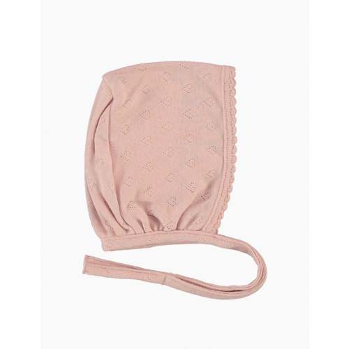 Bebe Heart Bonnet in Blush Heart Pointelle