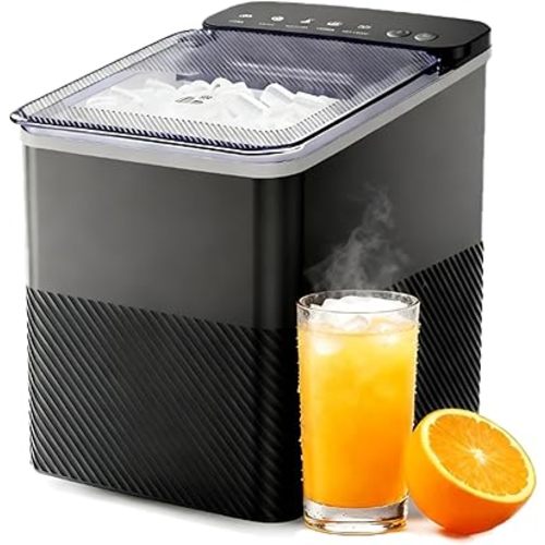 ICEVIVAL Self-Cleaning Ice Maker Countertop, 9 Cubes in Just 6 Minutes, 25lbs Daily Output, Includes Ice Scoop and Basket, Two Bullet Ice Sizes for Home, Kitchen, Office, Bar, and Parties