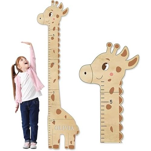 Personalized Name Children's Height Measurement Chart for Wall – Giraffe Kids Growth Chart Ruler, Nursery & Playroom Wall Decor 62.8" x 20.1"