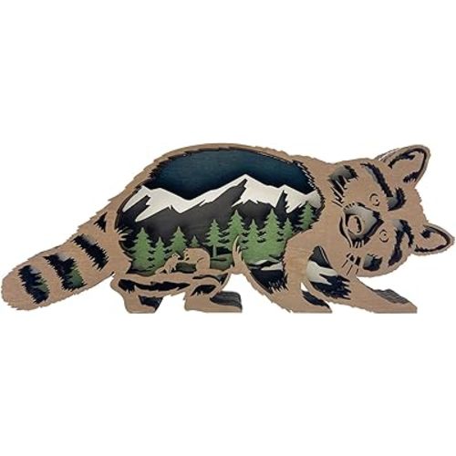 Laozai Wooden Forest Animals Raccoon Decor Cabin Rustic Decor Wall Decorations Mountain decor for Bedroom Living Room Table Decorative