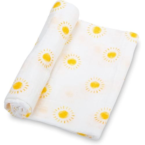 LollyBanks Baby Blanket for Boys and Girls, 100% Cotton Muslin Swaddle Blankets for Newborns, 47 x 47 Inches Soft and Breathable Receiving Blanket, Baby Essentials, Registry (Sunshine Print)
