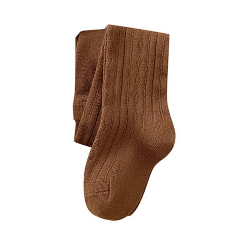 Baby Girls Tights Cotton Cable Knit Footed Pantyhose Baby Stockings Toddler Leggings,Color:Brown Size:0-6 Months