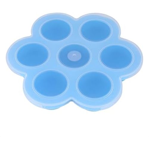 Silicone Egg, zer Ice Cubes Trays, Food Storage Containers with Lid, Non Stick Muffin s(Blue)
