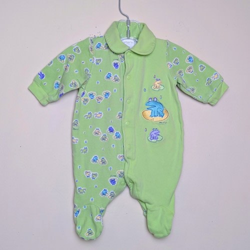 Vintage Carters Emu Namae 2000 Y2K Green Frog Romper Footie One Piece 0-3 Months