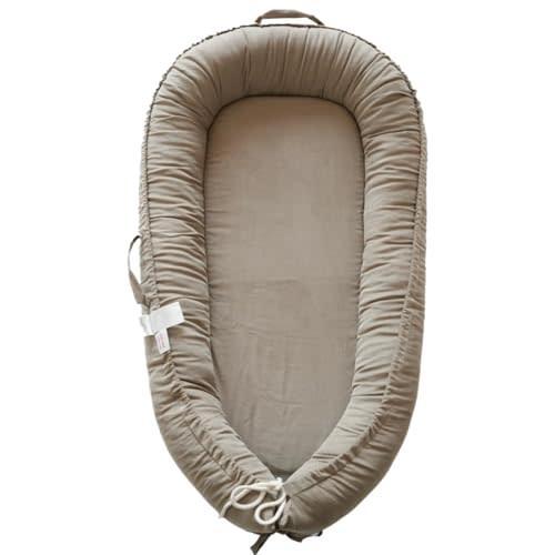 CooCooBaby Infant Lounger, Baby Nest Cover for Baby Girls & Boys, Newborn Essentials for Baby 0-12 Months, 100% Cotton Breathable (Fields of Rye_Corduroy)