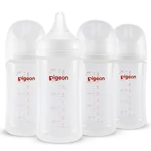 Pigeon PP Wide Neck Anti-Colic Nursing Bottle, 8.1 oz, 4-Pack
