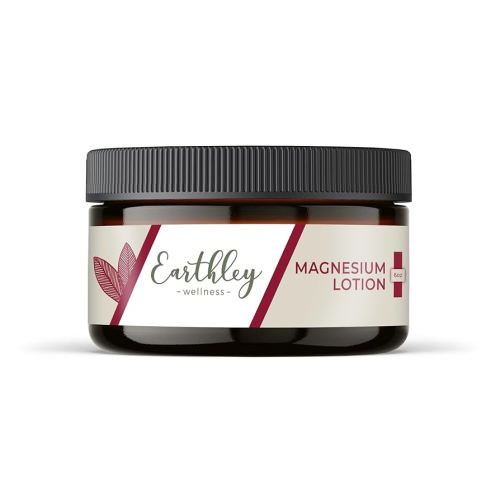Earthley Wellness, Magnesium Lotion, Parent's Picks Award-Winner, Magnesium Cream for Promoting Relaxation, Rest & Muscle Recovery, Natural, Non-Itchy, Fast-Absorbing Formula (6oz, Original Lavender)