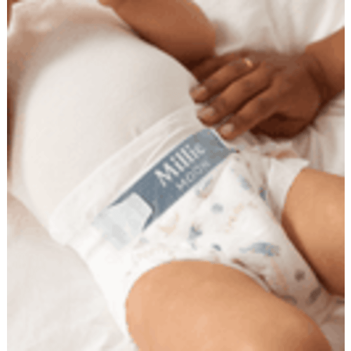 Millie Moon Diapers size Newborn to 5. Can be found at Walmart or Target!