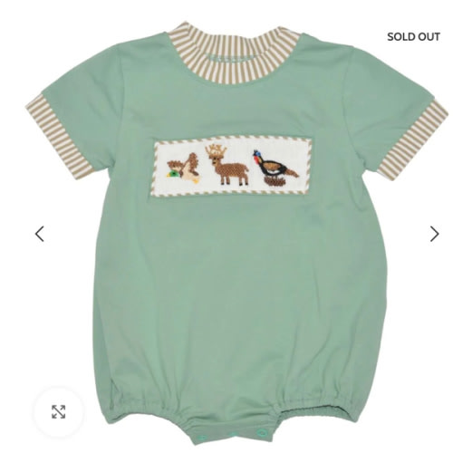 Hand Smocked Wildlife Bubble