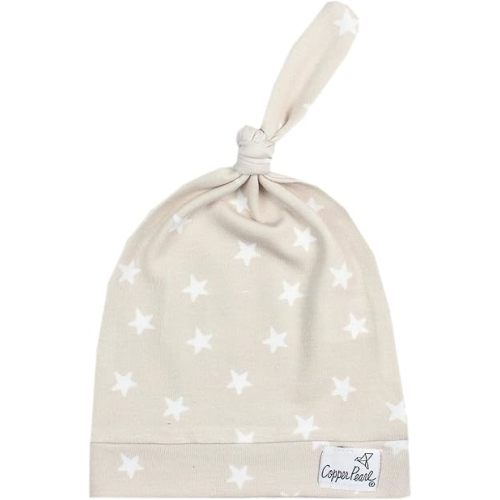 Copper Pearl Baby Beanie Hat Top Knot Stretchy Soft Twinkle