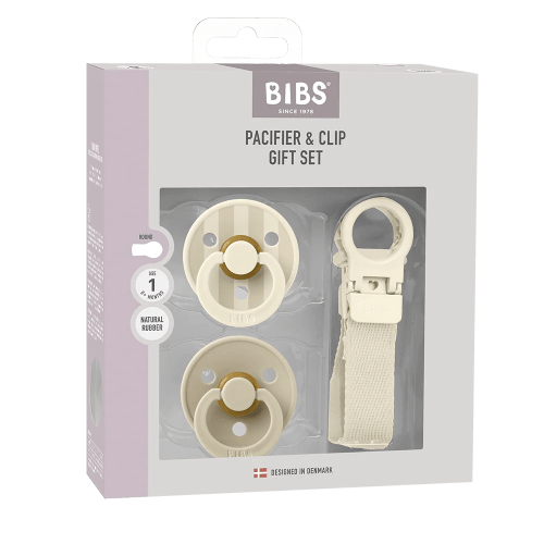 BIBS Colour Dummy & Loop Clip Gift Set - Ivory