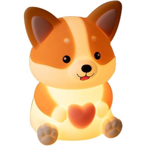 Corgi Dog Night Light, Cute Corgi Silicone Night Light with Timer, Rechargeable LED Light, Bedroom Night Light (Regular Version)
