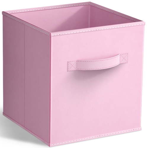 Sorbus Collapsible Fabric Cube Storage Bin (10.5" x 10.5"), Pastel Pink