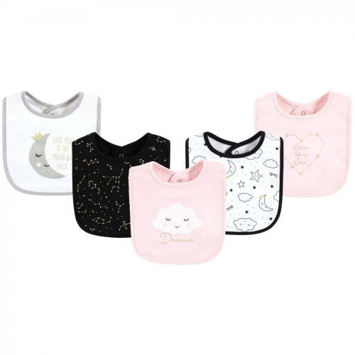 Hudson Baby Infant Girl Cotton Bibs, Dreamer, One Size