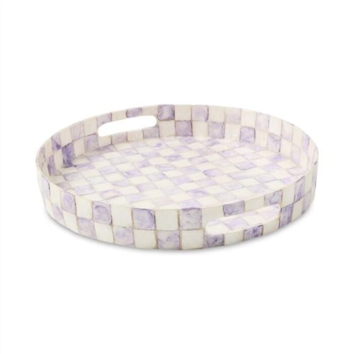 Check Capiz Round Tray – MacKenzie-Childs | Hand-painted ceramics, dinnerware, furniture, home decor, and gifts