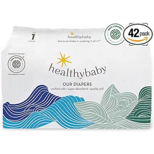 Our Diapers | The First EWG Verified & Microbiome-Friendly Diaper | 12-Hour Leak Protection | Made with Organic Cotton & Plant-Derived Materials | Totally Chlorine Free | Size 1 (7-14 lbs) 42 Count