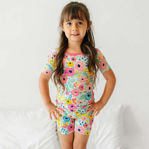 Secret Garden Two-Piece Short Sleeve & Shorts Pajama Set - Little Sleepies