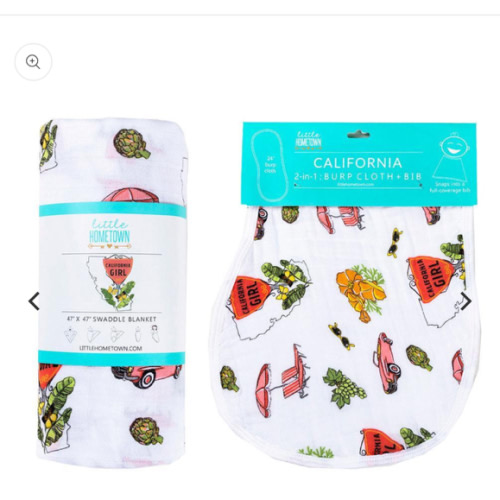 California Girl Muslin Swaddle Blanket & Bib Combo – Little Hometown