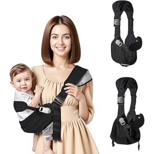 Baby Sling Carrier,Toddler Carrier, 2025 New Baby Sling with Waist Harness,Portable and Lightweight Sling,Non-Slip Hip Seat Carrying 25-60lbs(Black)