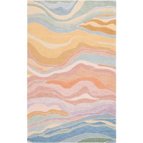 SAFAVIEH Rodeo Drive Collection Area Rug - 6' x 9', Blue & Blush, Modern Abstract Design, Handmade Wool, Ideal for High Traffic Areas in Living Room, Bedroom, Dining (RD451M-6)