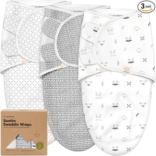 KeaBabies 3-Pack Organic Baby Swaddle Sleep Sacks - Swaddles for Newborns, Infant 0-3 Months, Baby Girls, Boys, Soft & Snug Newborn Sleep Sack, Nursery Swaddling Blankets (Nordic, OS)