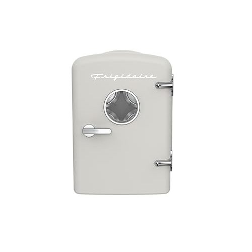 Frigidaire EFMIS171 Retro Mini Portable Personal Fridge - Ideal for Home, Office or Dorm - Includes Carrying Handle, AC/DC Wall/Car Charger (Grey)