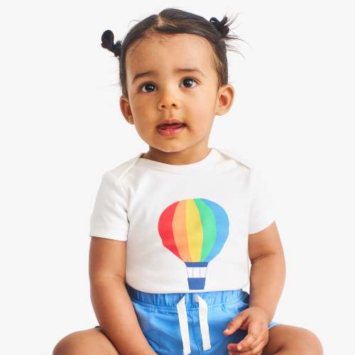 Organic short sleeve hot air balloon babysuit | Primary.com