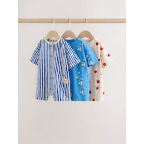 Buy Blue/Ecru Printed Jersey Baby Rompers 3 Pack from Next USA