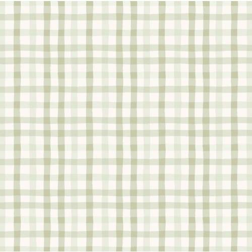 Gingham Sage White Fitted Crib Sheet