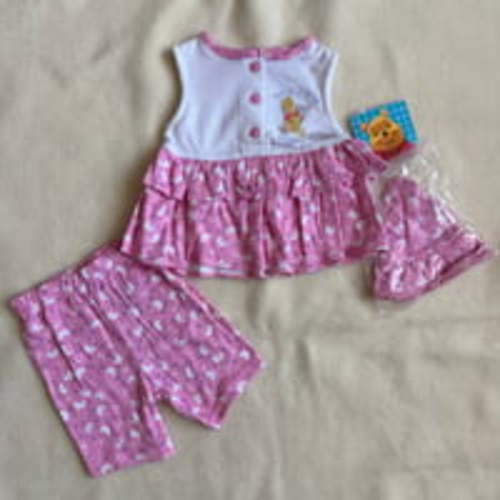 Vintage 90s Disney Pooh Shorts Set Hat Girls Size 12M Hello Little Friend