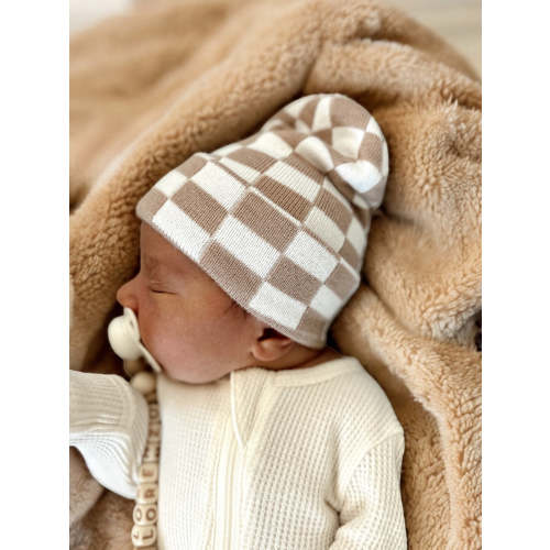 Baby's First Hat®, Tan/Warm White Checkerboard