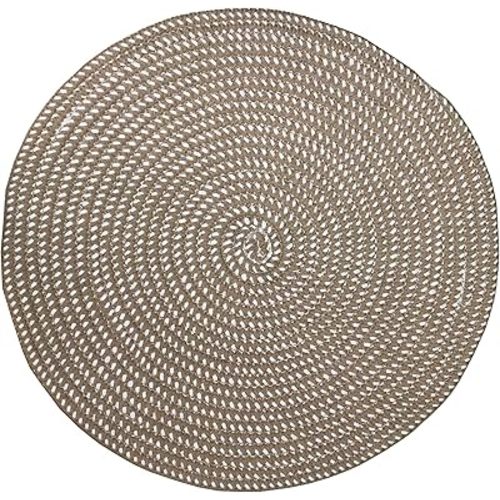 Hand Woven Round Area Rugs Living Room Bedroom Study Computer Chair Cushion Base Mat Round Carpet Lifts Basket Swivel Chair Pad Coffee Table Rug(4' Round, Dark Camel)