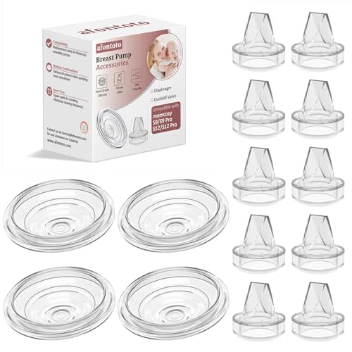 14Pack Breast Pump Parts Compatible with momcozy S9 Pro/S12 Pro/S9/S12 Wearable Breastpump, 10Pack Duckbill Valve & 4Pack Silicone Diaphragm Breast Pump Replacement Parts Breastfeeding Essentials Kit