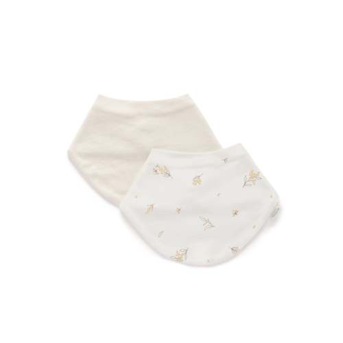 Beige Wattle Bee 2 Pack Dribble Bib - Baby Accessories - Purebaby - Purebaby