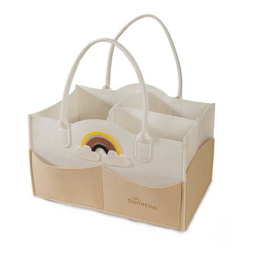 Sunveno Foldable Polyester Nursery Diaper Caddy Organizer for Infant with Rainbow