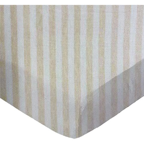 SheetWorld Baby Fitted Cradle Sheet 18 x 36 inches, 100% Cotton Jersey Hypoallergenic Sheet, Unisex Boy Girl, Beige Stripes, Made in USA