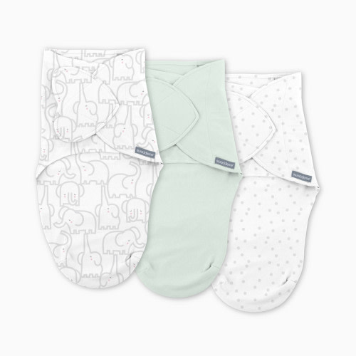 Ingenuity SwaddleMe Monogram Collection Swaddle (3-Pack) - Elephant Dance, 0-3 M