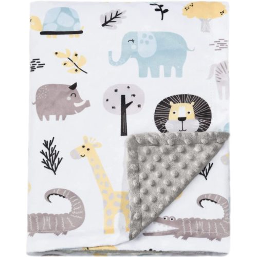 BORITAR Baby Blanket Soft Minky with Double Layer Dotted Backing, Animals Printed 30 x 40 inch