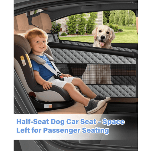 Dog Car Seat for Large Dogs, Back Seat Extender for Dogs, Foldable Pet Car Seat with Waterproof Oxford Fabric and Non-Slip Bottom, All-Around Protection and Strong Support, Grey