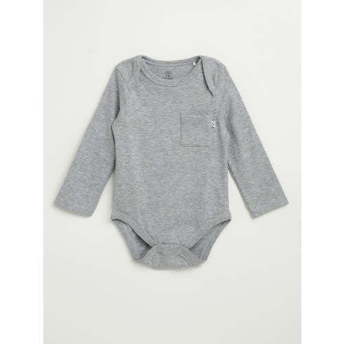 Baby Heather Gray Prayer Pocket Bodysuit | Long Sleeve – Holy Pals