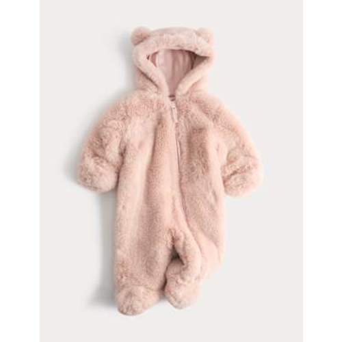 Faux Fur Hooded Pramsuit (0-12 Mths)