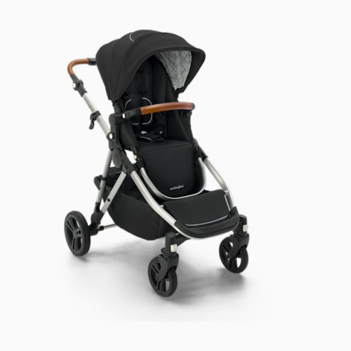 Mockingbird Single-to-Double Stroller 2.0 - Black/Windowpane Canopy With Penny Leather