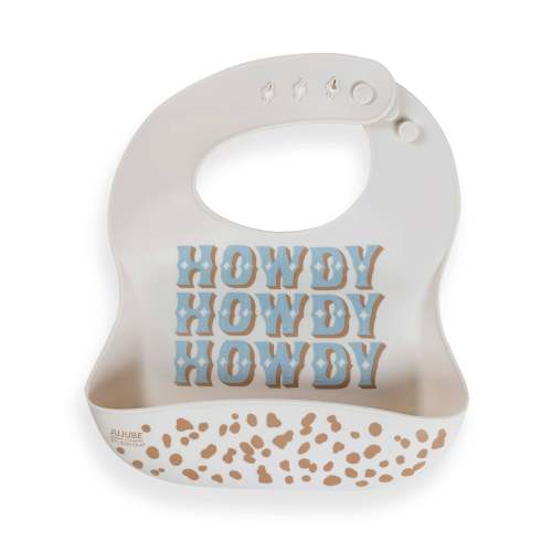 Howdy Partner Blue Silicone Bib