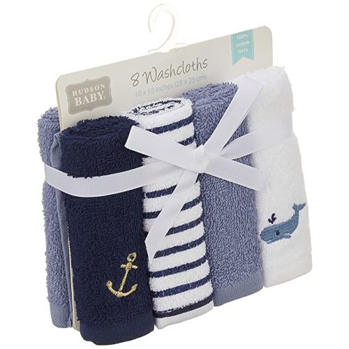 Hudson Baby Unisex Baby Super Soft Cotton Washcloths, Anchor, One Size