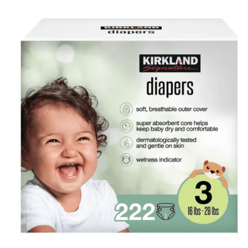 Kirkland Signature Diapers Size 3 (16lbs+) 222 CT