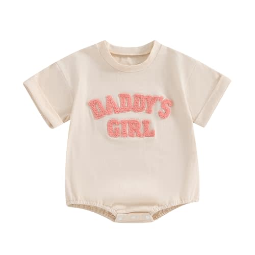 Sejardin Newborn Baby Girl Romper Daddys Girl Summer Clothes Short Sleeve Round Neck Playsuit Infant Girl Outfit