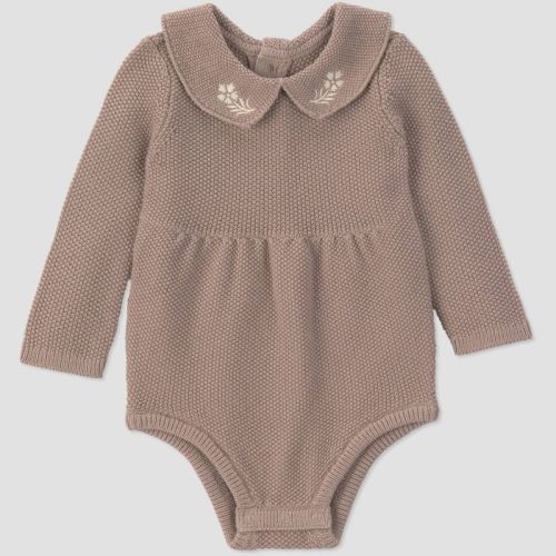Carter's Just One You® Baby Girls' Long Sleeve Collared Sweater Knit Bubble Romper - Brown 3M
