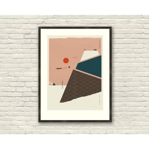 ISLE OF DOGS, Wes Anderson Fine Art Print, 18 x 24 Art Print, Mid-Century Modern, Coral, Blush, Navy, Vintage