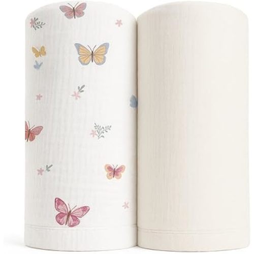 Soft 100% Cotton Swaddles for Newborns, 2- Pack - Large, Breathable Baby Blanket - Versatile, Durable Muslin Swaddle Blankets - Perfect Newborn Essentials (Butterfly/Sunshine)
